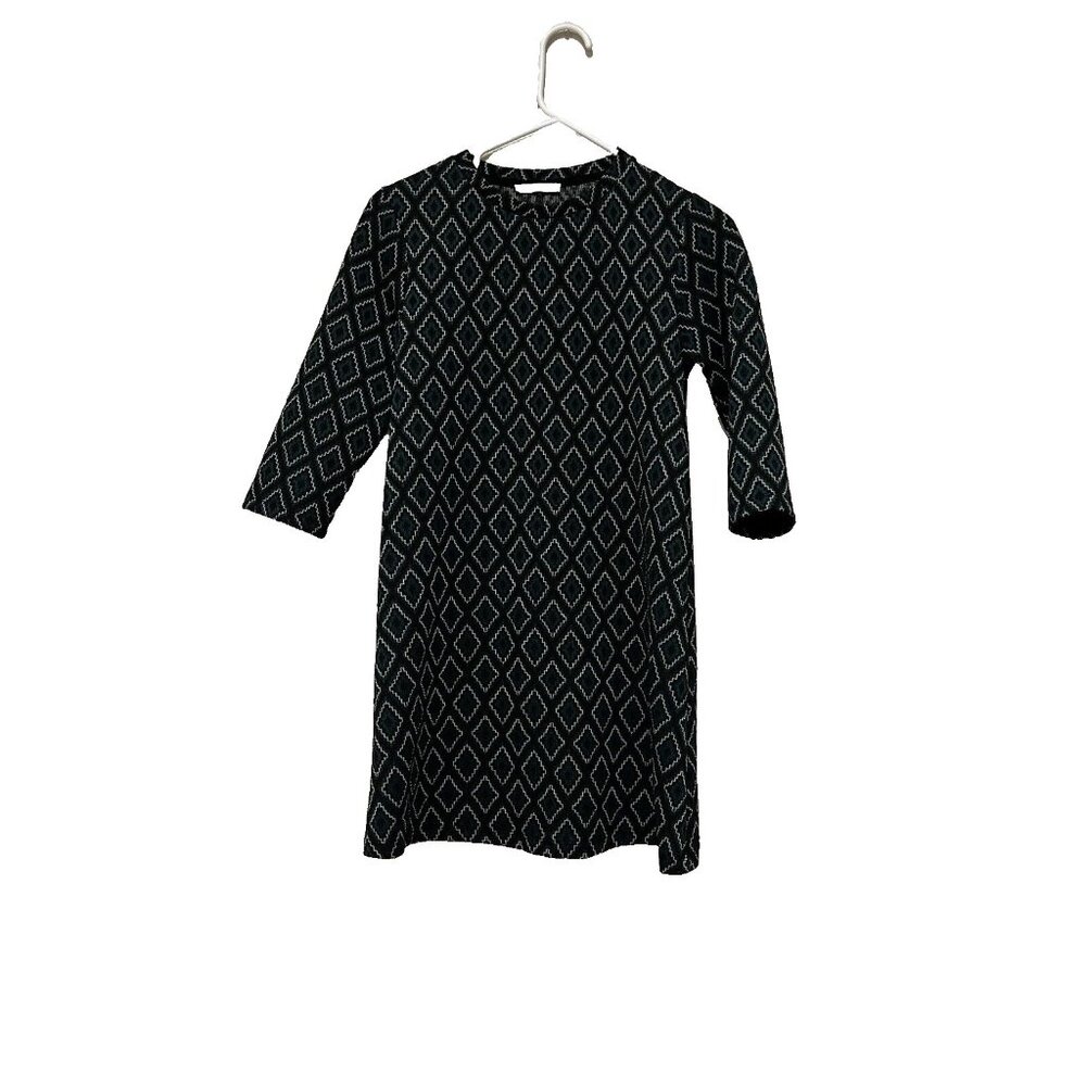 Zara Women’s Green & Black Geometric Pattern Mini Dress Size S - Picture 4 of 7